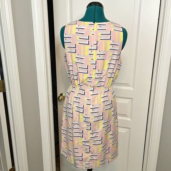 J. Crew Factory Art Deco Art to Wear Colorful Abstract Sleeveless Lined Dress - Picture 2 of 11